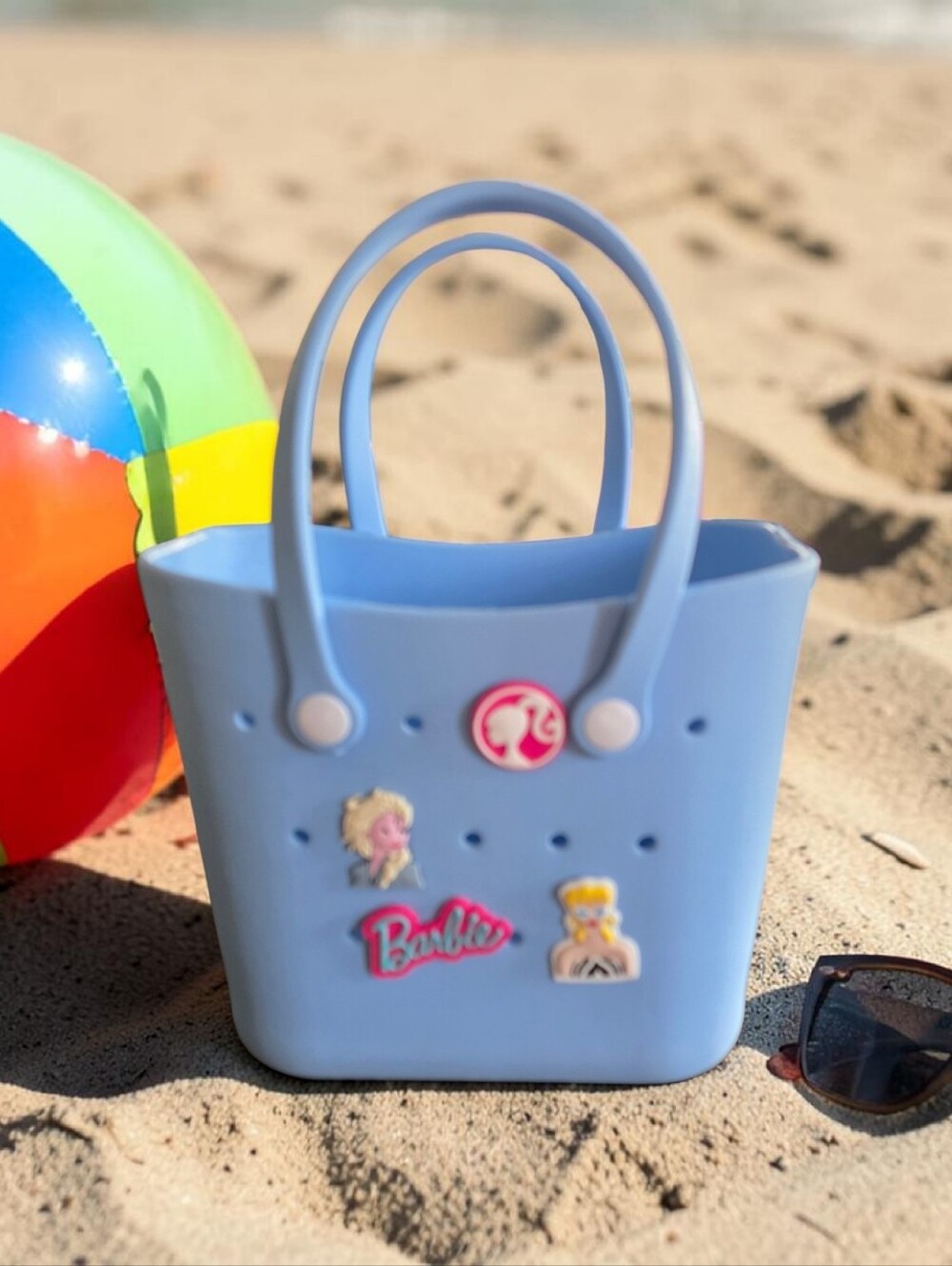 Barbie Powder Blue Kids Beach Tote with Character Charms